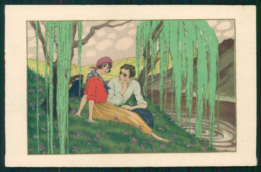 Artist Signed Gobbi Romantic Couple Lady serie 2479 postcard TC4410 – fronte