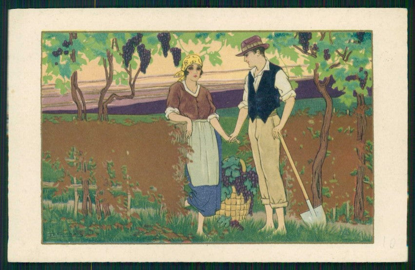 Artist Signed Gobbi Romantic Couple Lady serie 2479 postcard TC4411 – fronte