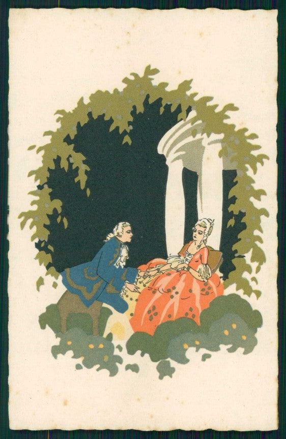 Artist Signed Meschini Italian Art Deco Romantic Couple 2444 postcard TC4437 – fronte