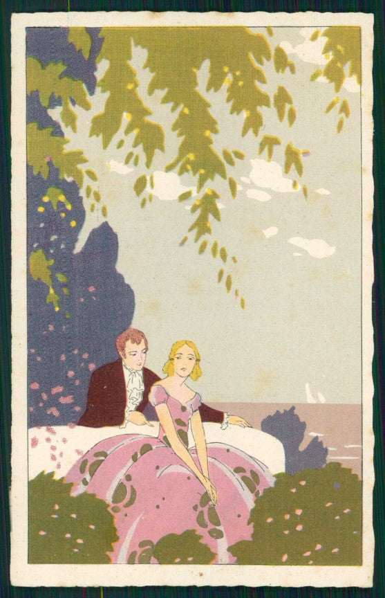 Artist Signed Meschini Italian Art Deco Romantic Couple 2286 postcard TC4462 – fronte
