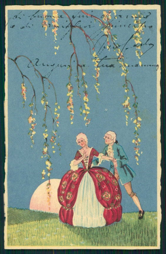 Artist Signed Meschini Italian Art Deco Couple 2116 TRIMMED postcard TC4466 – fronte