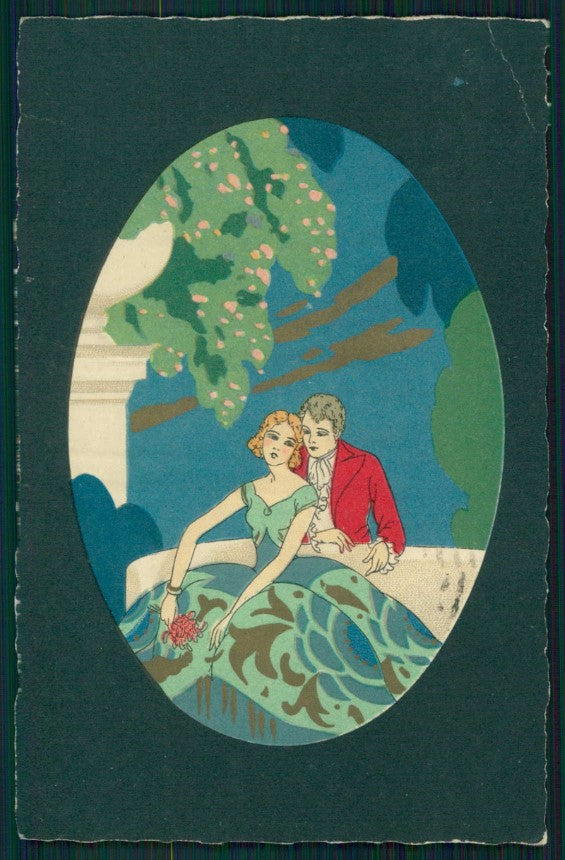 Artist Signed Meschini Italian Deco Couple 2270 CORNER CREASED postcard TC4467 – fronte