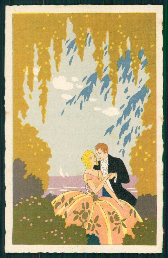 Artist Signed Meschini Italian Art Deco Romantic Couple 2286 postcard TC4470 – fronte