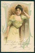 Art Nouveau Fashion Glamour Lady postcard TC4513 – fronte