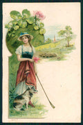 Lady Dog Four Leaf Clover Good Luck Relief 3500 PIN HOLE postcard TC4544 – fronte