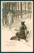 Artist Signed E. Docker Jagd Hunt Fox Winter Lady serie 33 postcard TC4565 – fronte