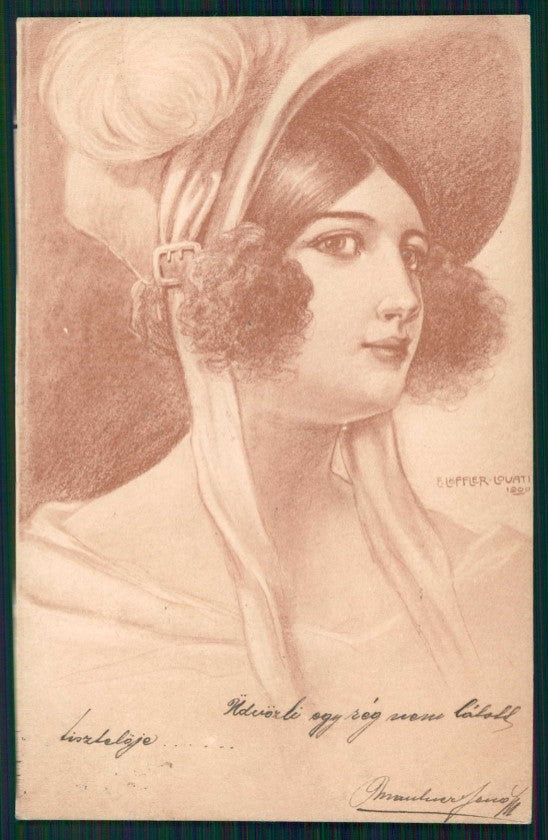 Artist Signed Loffler Lovati Art Nouveau Lady postcard TC4589 – fronte