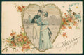 Art Nouveau Romantic Couple Heart Relief serie 8100 UNGLUED postcard TC4593 – fronte
