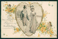 Art Nouveau Romantic Couple Heart Relief serie 8100 postcard TC4595 – fronte