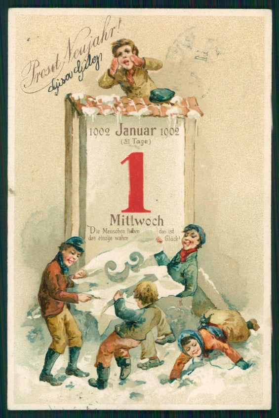 Art Nouveau Year 1901 1902 Children Relief serie 3943 postcard TC4596 – fronte