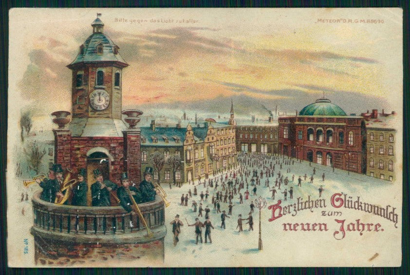 Hold to Light Happy New Year WRINKLES postcard TC4606 – fronte