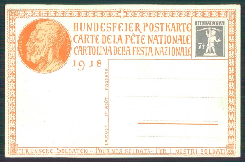 Schweizer Bundesfeier 1918 Svizzera Festa Nazionale postcard TC4615 – retro