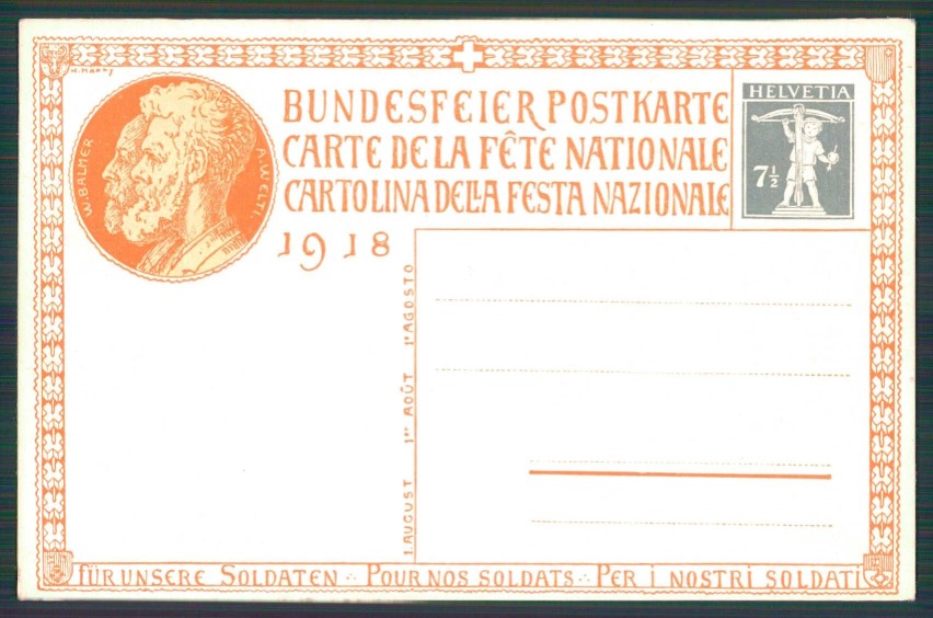 Schweizer Bundesfeier 1918 Svizzera Festa Nazionale postcard TC4617 – retro