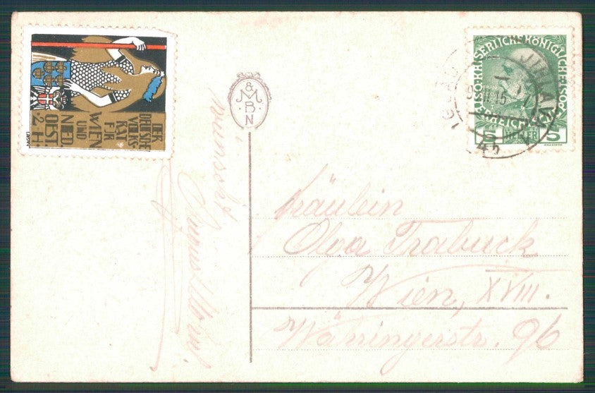 Artist Signed Baumgarten ? Happy New Year Man Playing Mandolin postcard TC4622 – retro