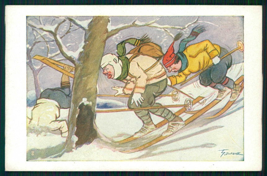 Artist Signed Didone Sport Ski Men Comic serie 2-64 postcard TC4626 – fronte