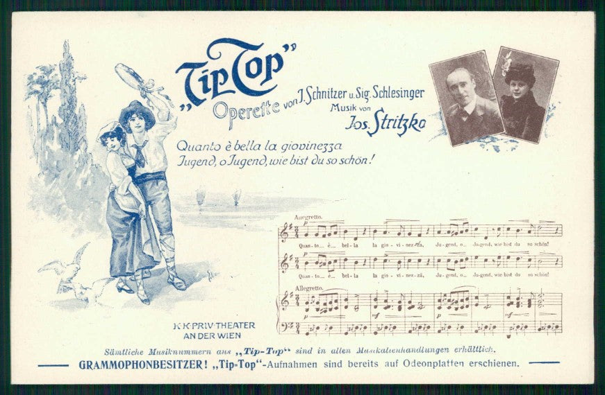 Operette von Schnitzer und Schlesinger Tip Top Music Sheet postcard TC4632 – fronte