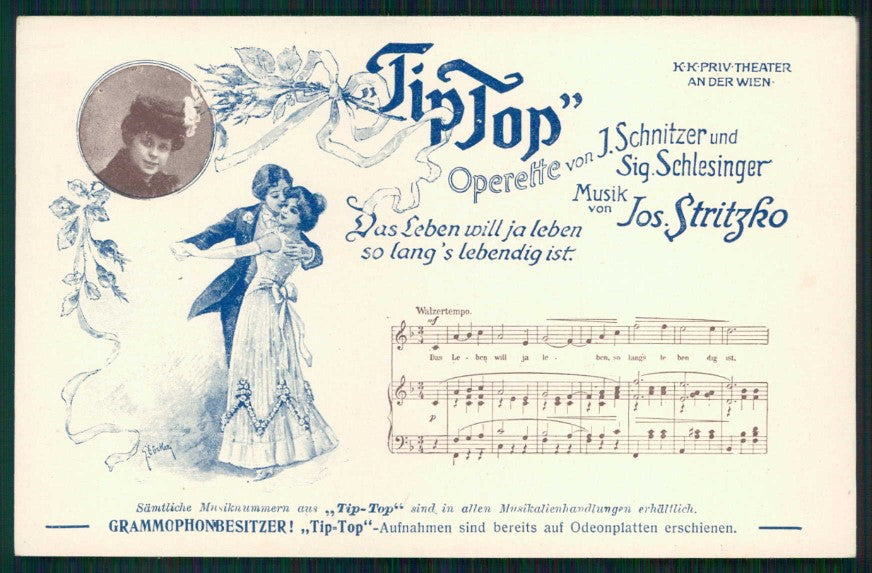 Operette von Schnitzer und Schlesinger Tip Top Music Sheet postcard TC4634 – fronte