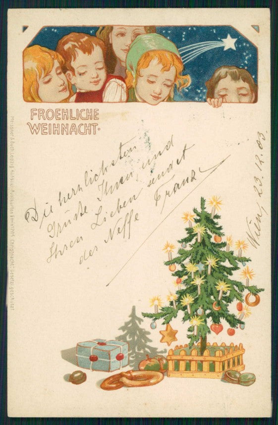 Art Nouveau Christmas Children Meissner Buch 1205 postcard TC4654 – fronte