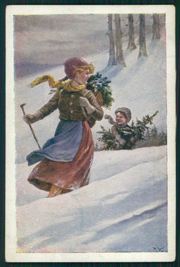 Artist Signed F. Kruis ? Christmas Children Deutscher Schulverein 1105 pc TC4655 – fronte