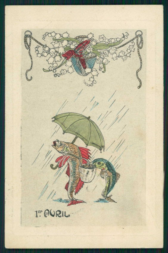 Fish 1 Avril the first of April serie 7035 postcard TC4670 – fronte