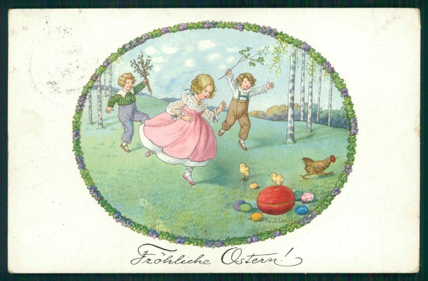 Artist Signed P. Ebner Easter Children M M Vienne 1251 postcard TC4701 – fronte