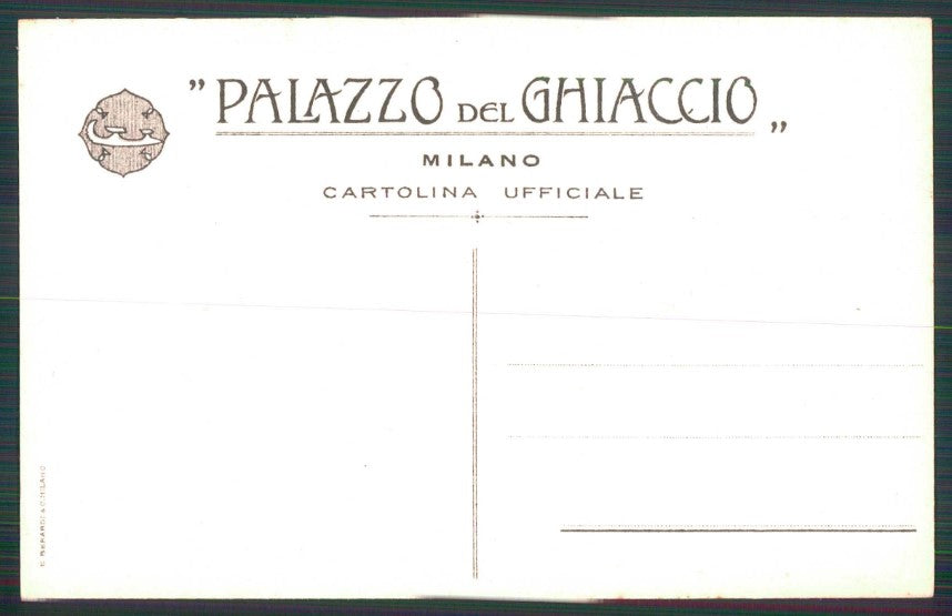 Artist Signed Pellegrini Ice Skating Palazzo Ghiaccio Milano postcard TC4730 – retro