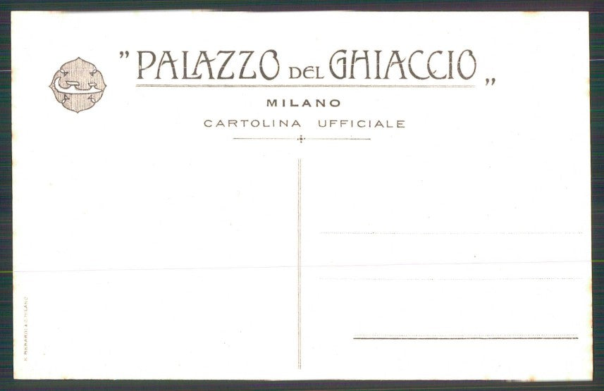 Artist Signed Pellegrini Ice Skating Palazzo Ghiaccio Milano postcard TC4733 – retro