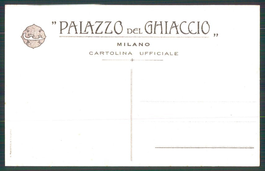 Artist Signed Pellegrini Ice Skating Palazzo Ghiaccio Milano postcard TC4734 – retro