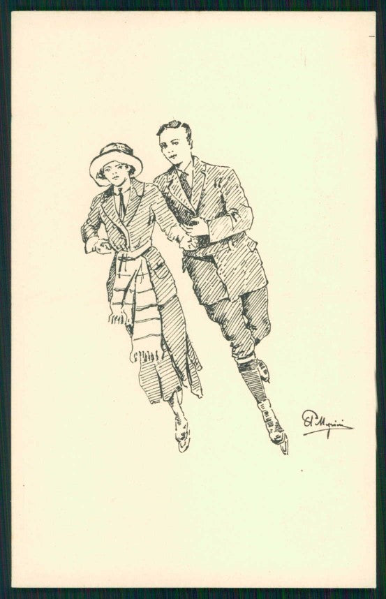 Artist Signed Pellegrini Ice Skating Palazzo Ghiaccio Milano postcard TC4736 – fronte