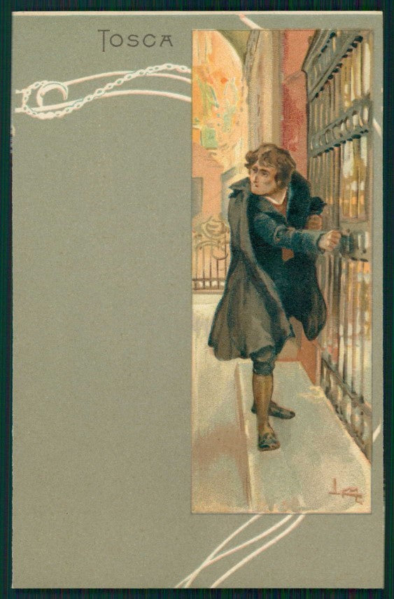 Artist Signed L. Metlicovitz Art Nouveau Opera Tosca Puccini postcard TC4747 – fronte