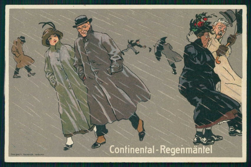 Advertising Continental Regenmantel Couple postcard TC4798 – fronte