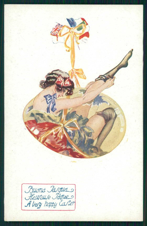 Artist Signed Bonora Art Deco Propaganda WW1 WWI Risque Lady 107 postcard TC4813 – fronte