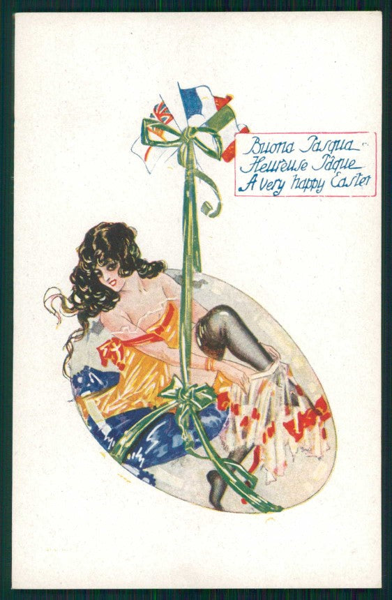 Artist Signed Bonora Art Deco Propaganda WW1 WWI Risque Lady 107 postcard TC4814 – fronte