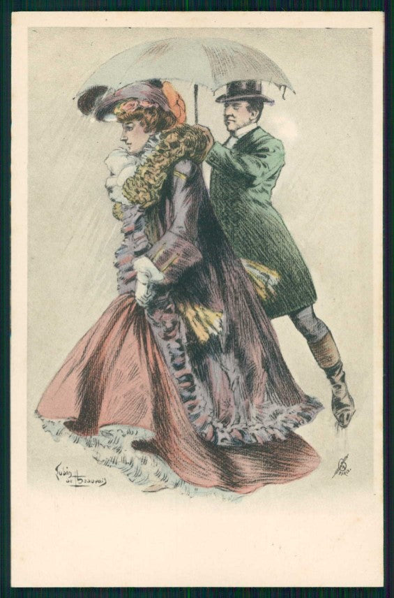 Artist Signed Lubin De Beauvais Glamour Fashion Lady postcard TC4816 – fronte
