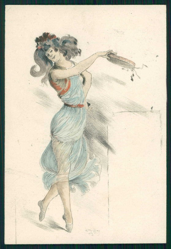 Artist Signed Leon Hax Art Nouveau Lady Hat postcard TC4826 – fronte