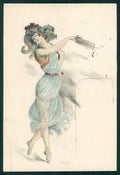 Artist Signed Leon Hax Art Nouveau Lady Hat postcard TC4826 – fronte
