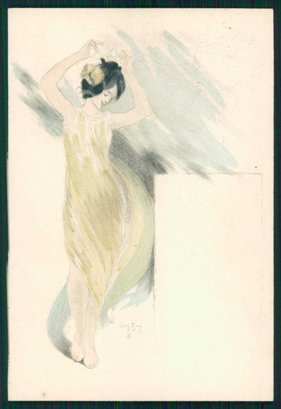 Artist Signed Leon Hax Art Nouveau Lady Hat postcard TC4828 – fronte