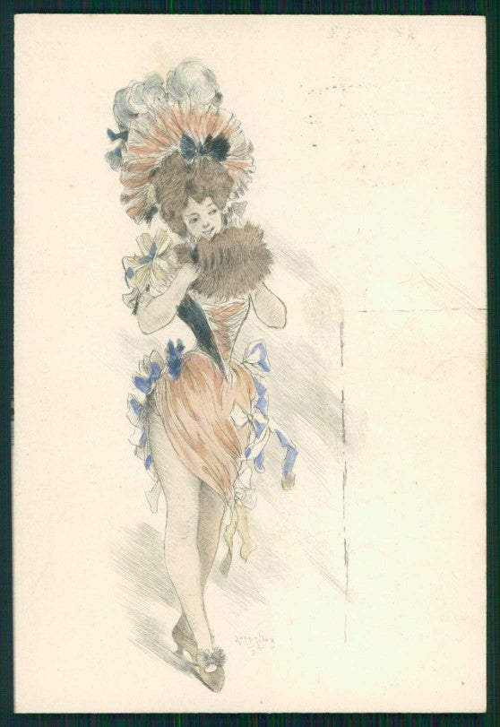 Artist Signed Leon Hax Art Nouveau Lady Hat postcard TC4830 – fronte