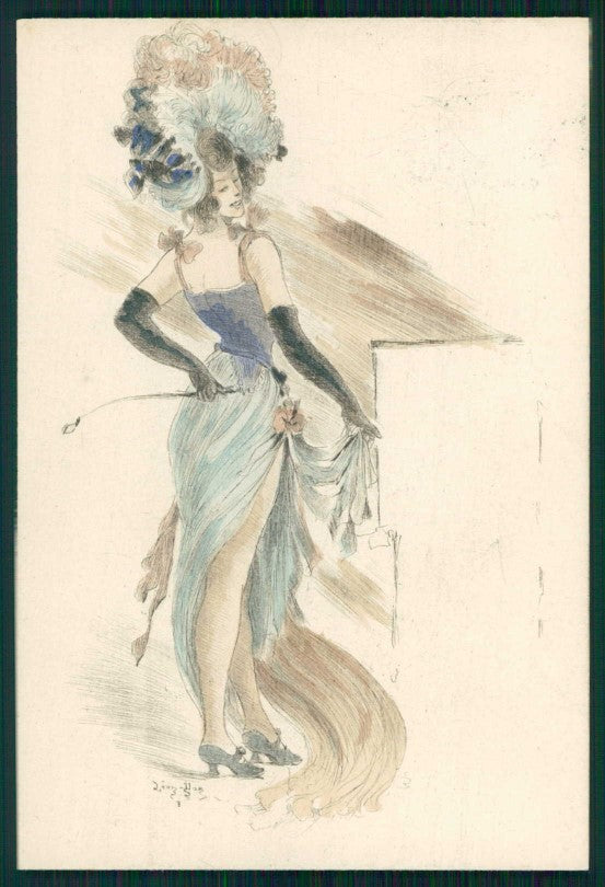 Artist Signed Leon Hax Art Nouveau Lady Hat postcard TC4831 – fronte