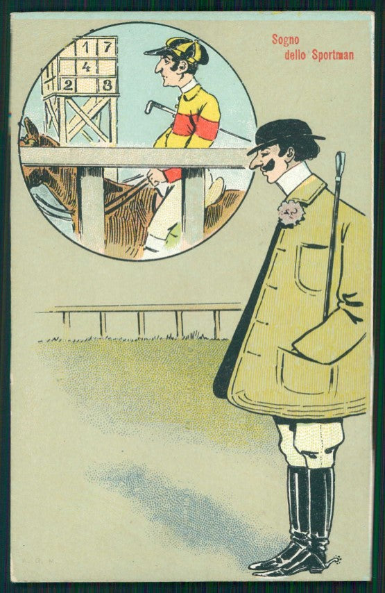 Art Nouveau Horse Racing Sportman postcard TC4836 – fronte