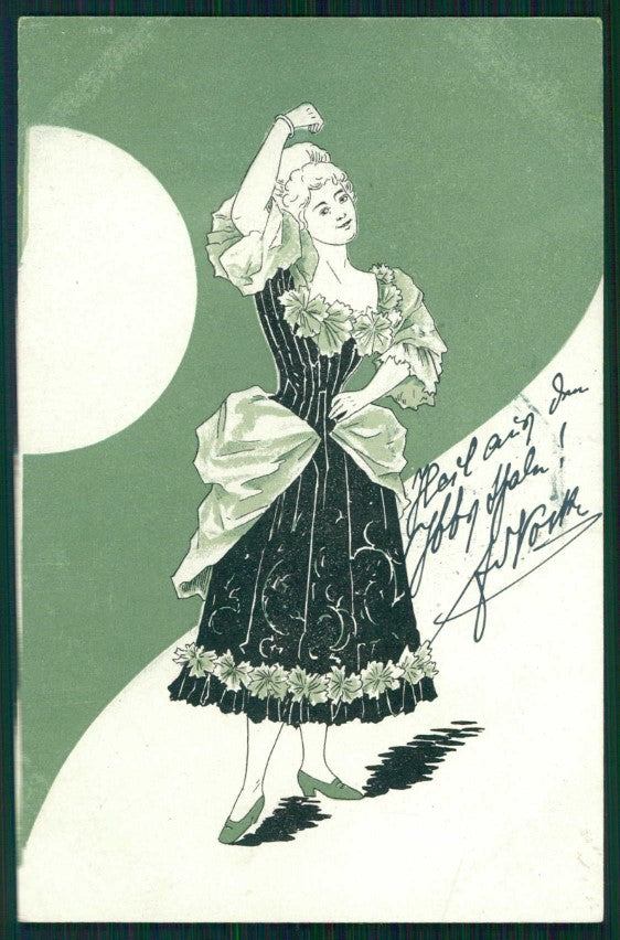 Art Nouveau Glamour Fashion Lady postcard TC4847 – fronte