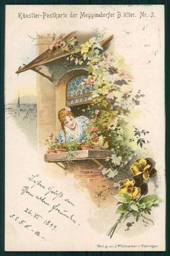 Artist Signed Mukarovsky Lady Meggendorfer Blatter 3 postcard TC4871 – fronte