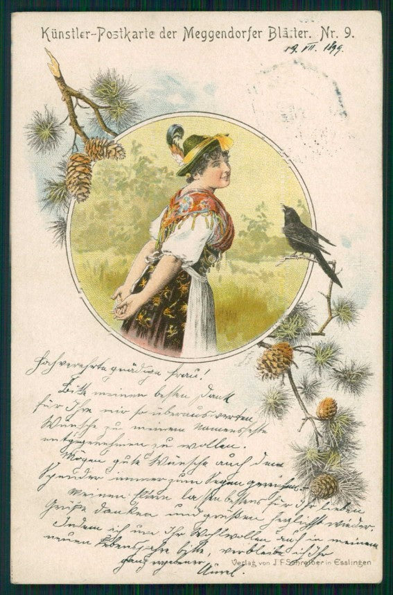 Artist Signed Mukarovsky Lady Meggendorfer Blatter 9 postcard TC4872 – fronte