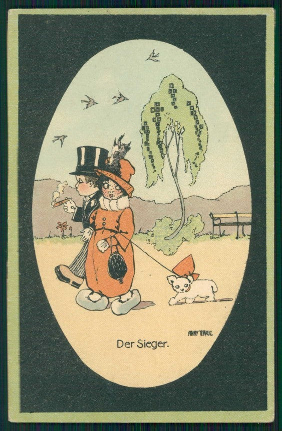 Artist Signed Anny Tekauz Der Sieger Children postcard TC4989 – fronte