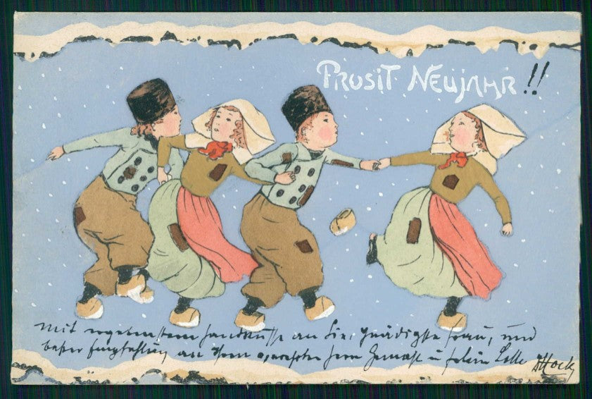 Artist Signed Dutch Children Snow Hand Painted serie 137- 3 postcard TC4995 – fronte