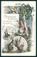Easter Pasqua Rabbit Gnomo Gnome Zwerge Dwarf 1487 postcard TC5046 – fronte
