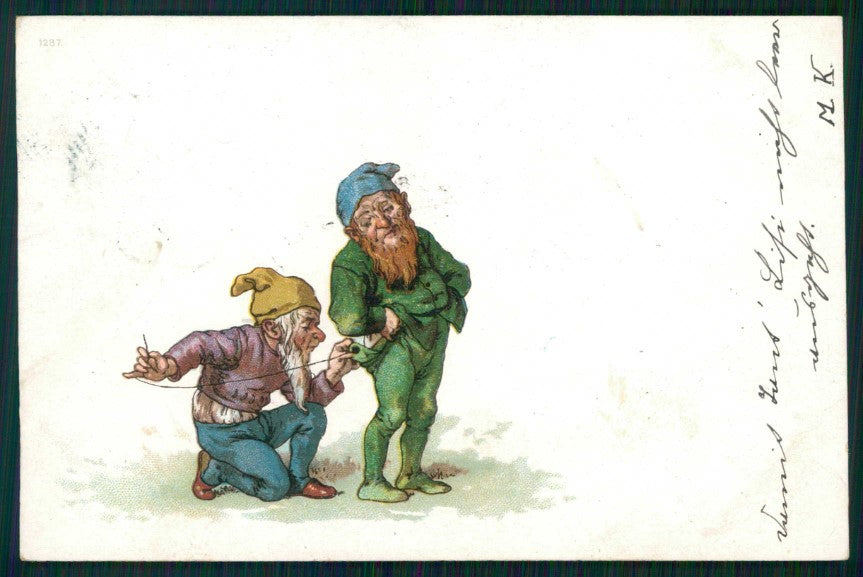 Gnomo Gnome Zwerge Dwarf serie 1287 postcard TC5054 – fronte