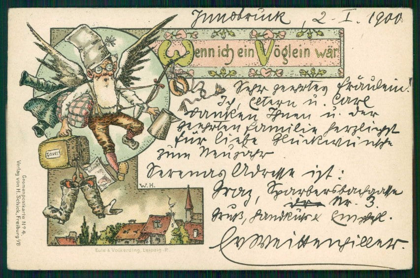 Artist Signed W. Haller Gnomo Gnome Zwerge Dwarf postcard TC5081 – fronte