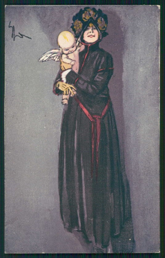 Artist Signed Sacchetti Glamour Lady Cupid Zenit 21 postcard TC5083 – fronte