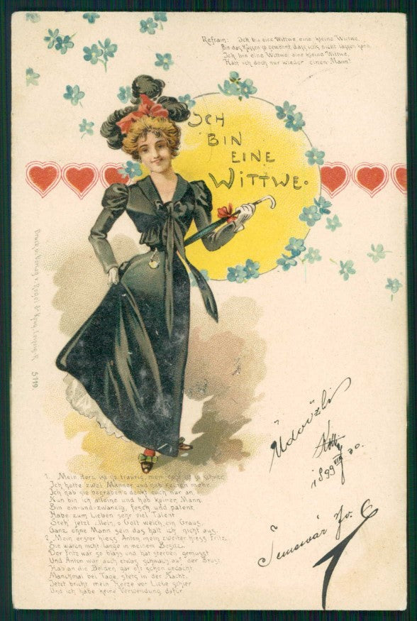 Art Nouveau Lady 5119 postcard TC5098 – fronte